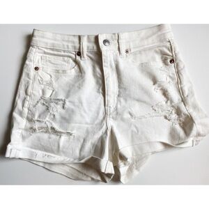 American Eagle Outfitters • Destroyed Cuffed White Mom Shorts